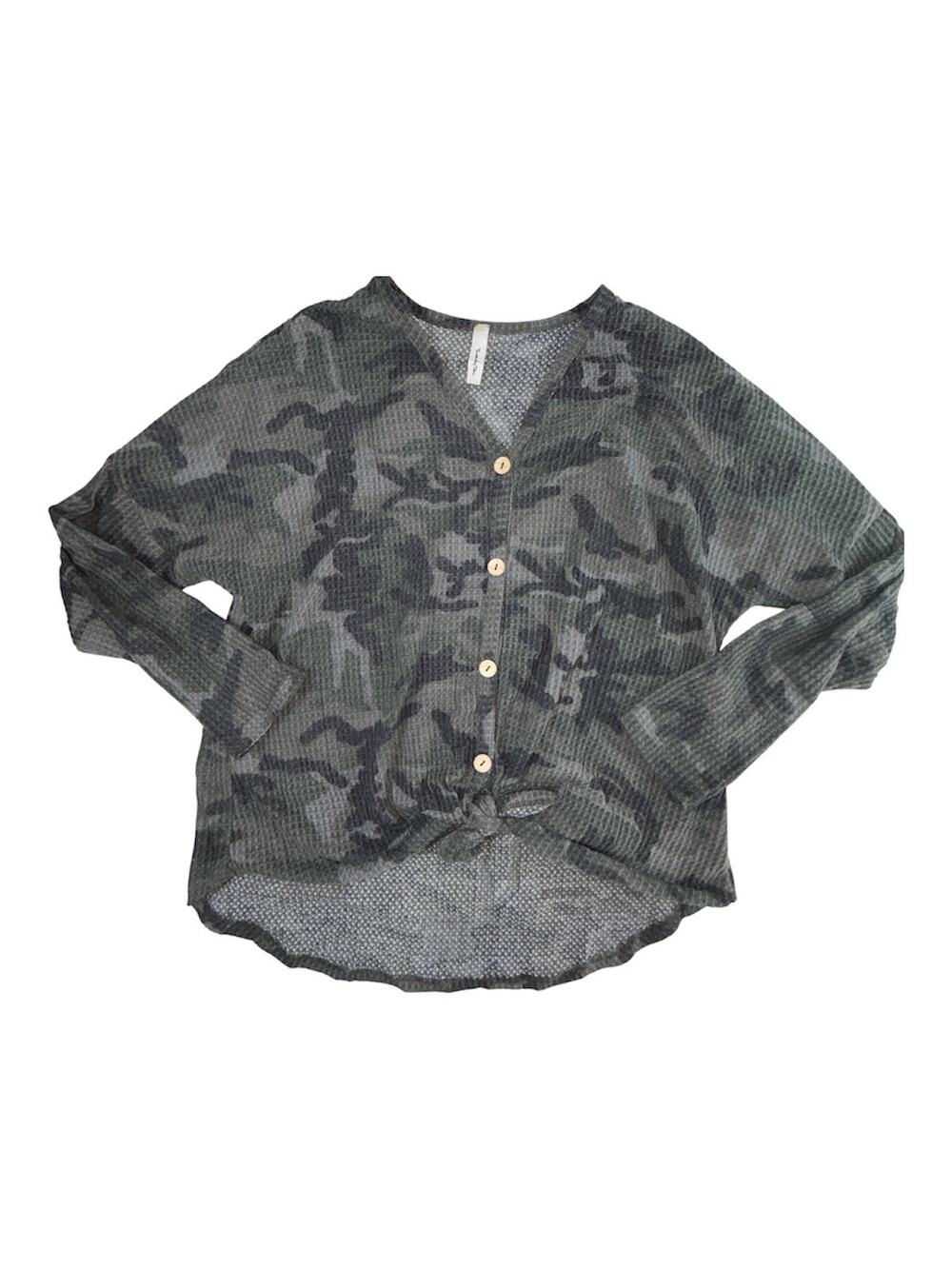 Twenty Ten Camo Waffle Knit Top L